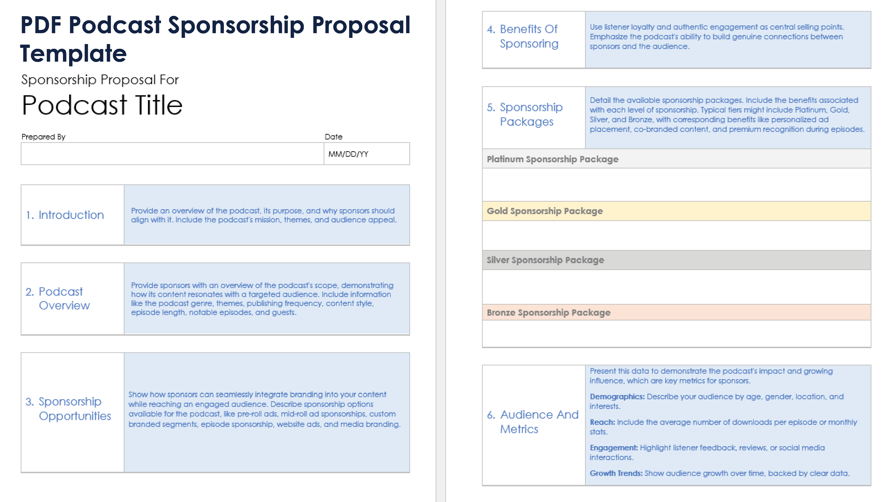 PDF Podcast Sponsorship Proposal Template