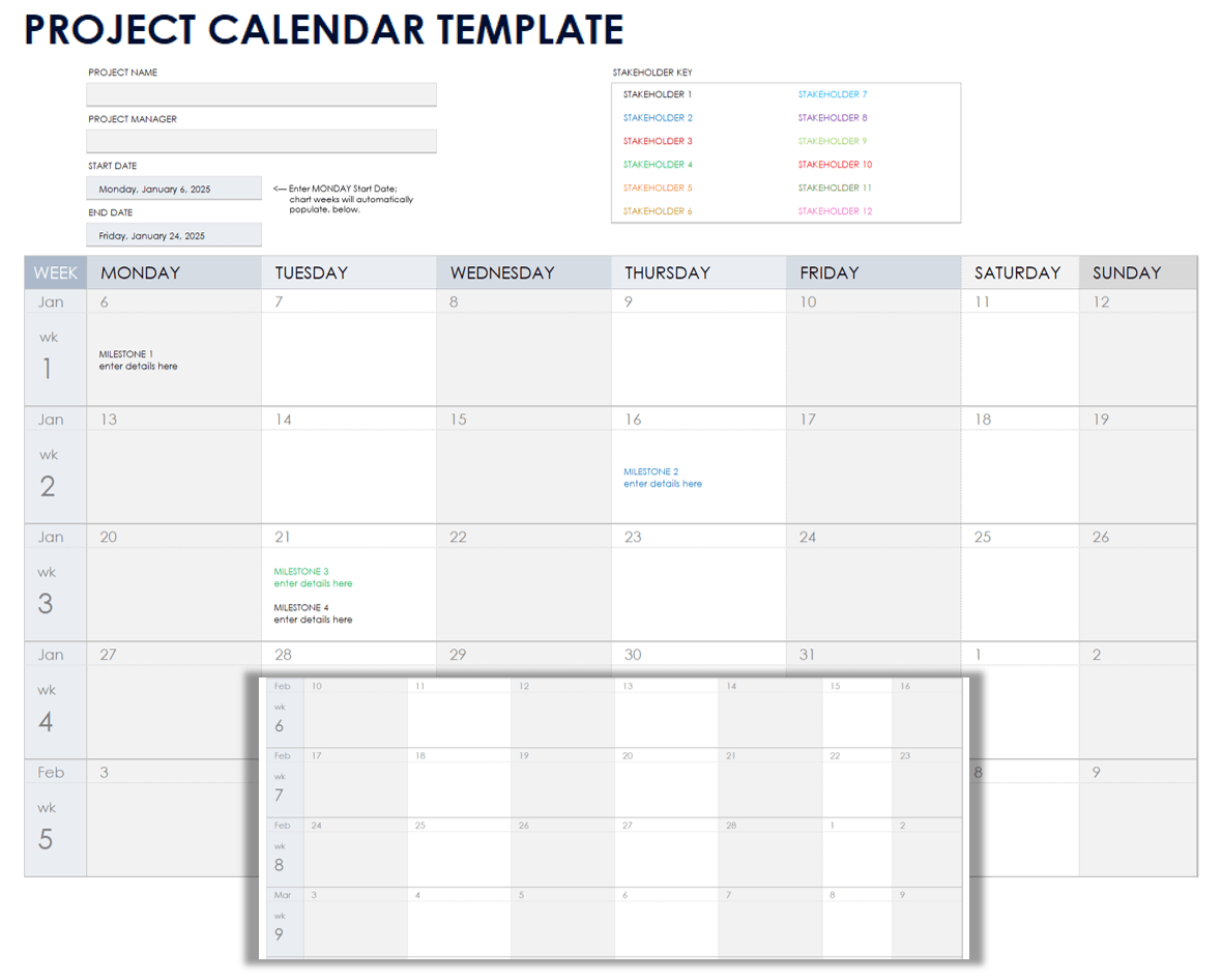 Project Calendar Template