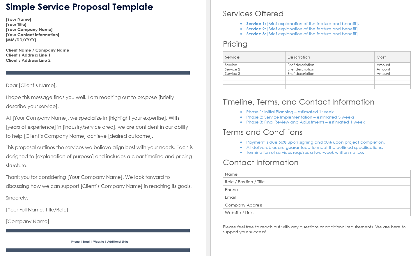 Simple Service Proposal Template