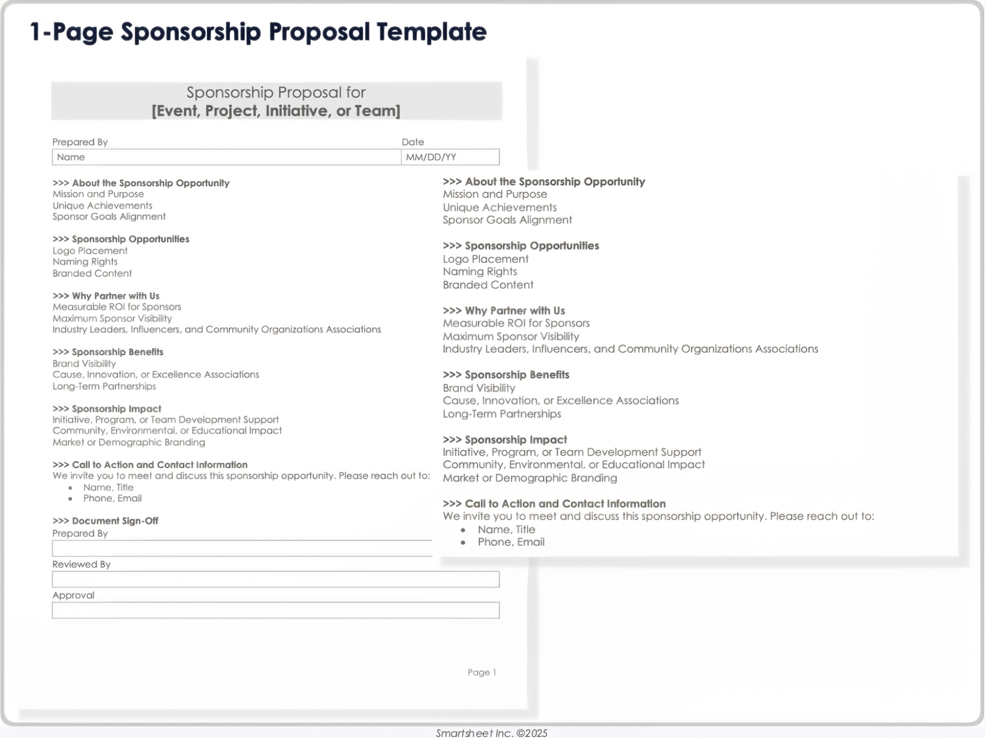 1 Page Sponsorship Proposal Template