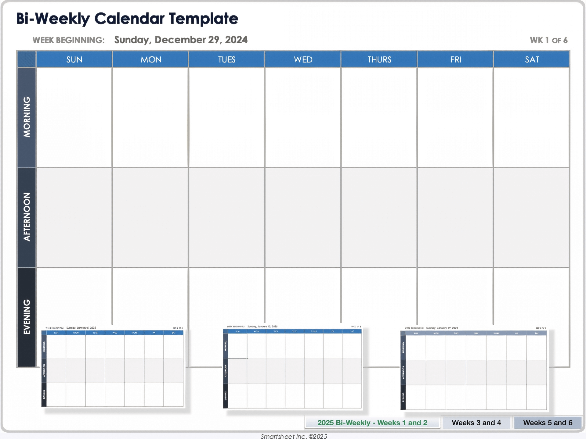 Bi-Weekly Calendar Template