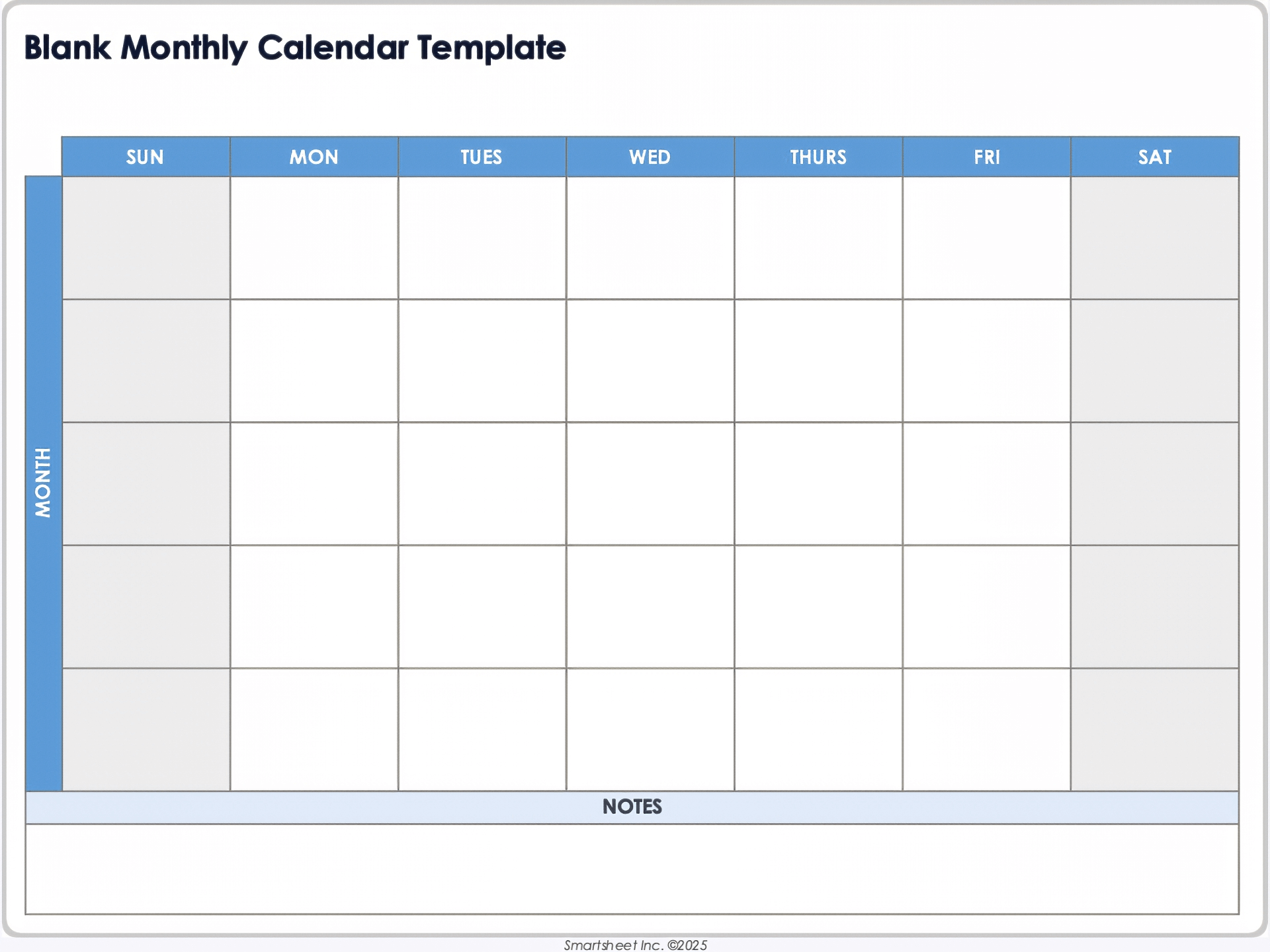 Blank Monthly Calendar Template