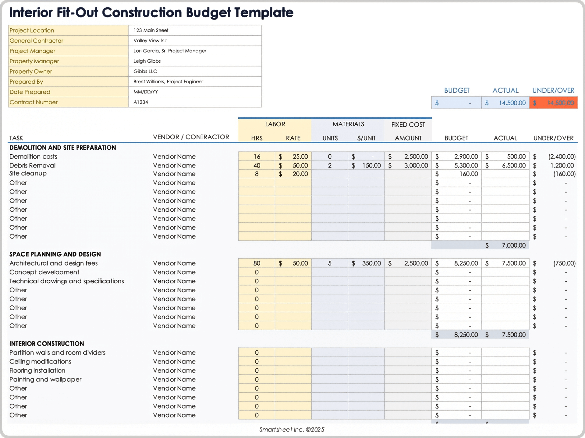 Interior-Fit-Out Construction Budget Template