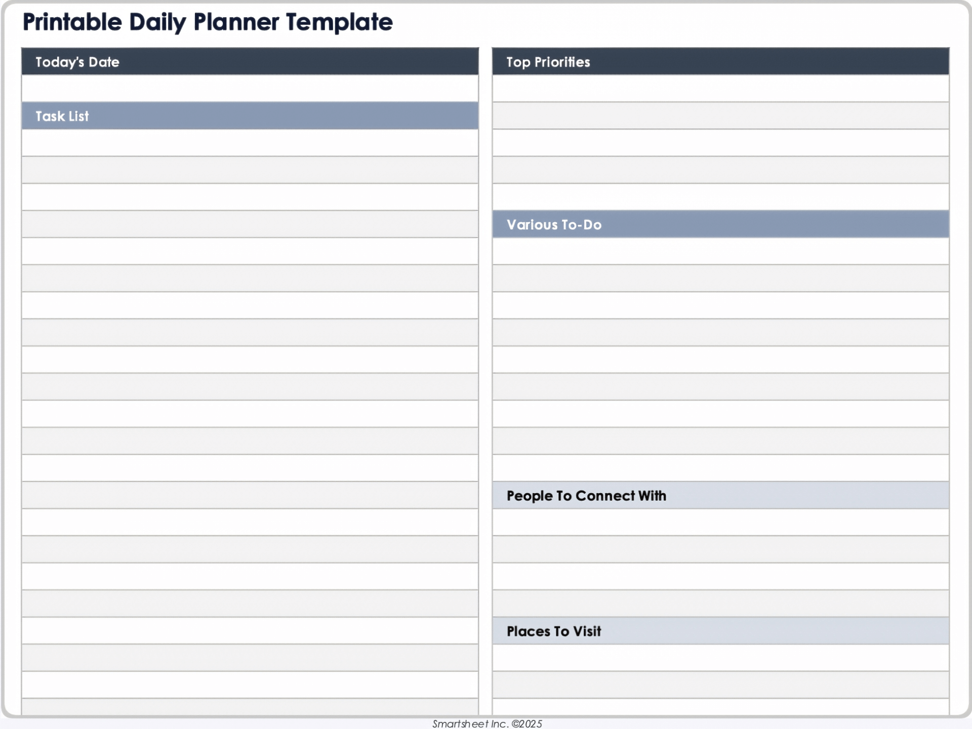 Printable Daily Planner Template