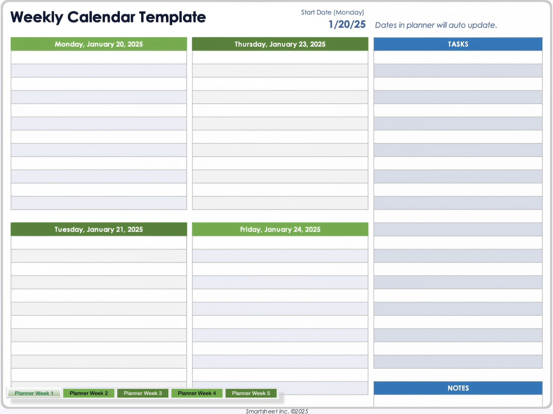 Weekly Calendar Template