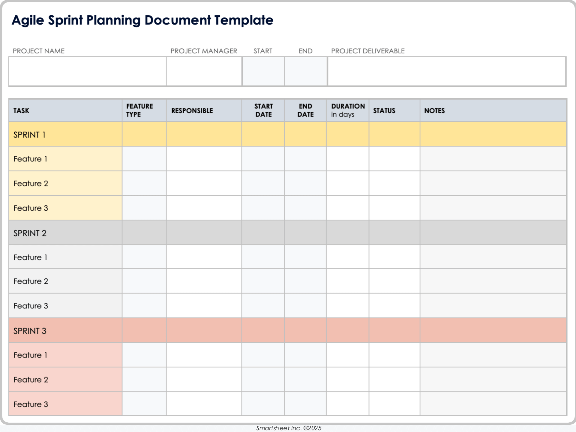 Agile Sprint Planning Document Template