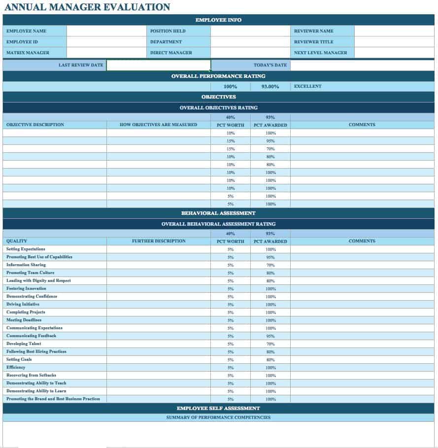 Free Employee Performance Review Templates Smartsheet