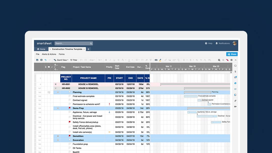 smartsheet project management template