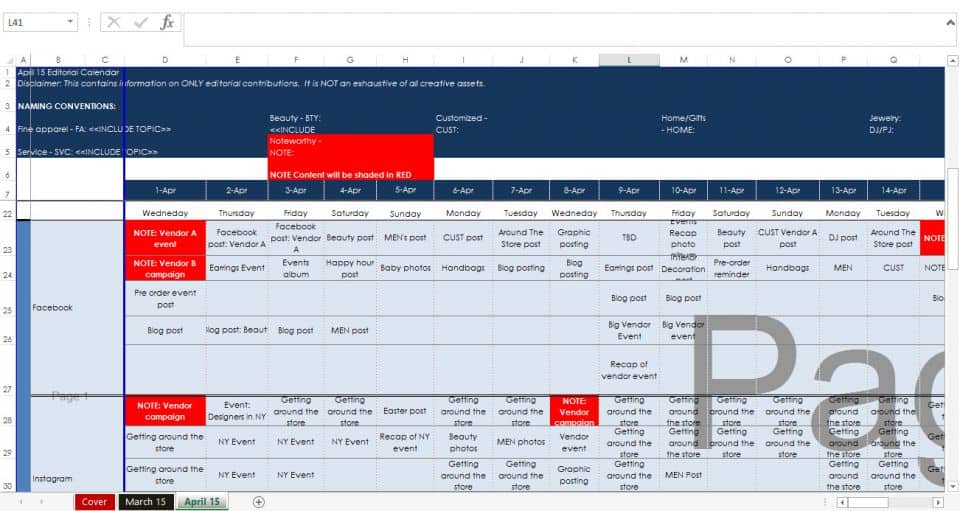 Before in Excel