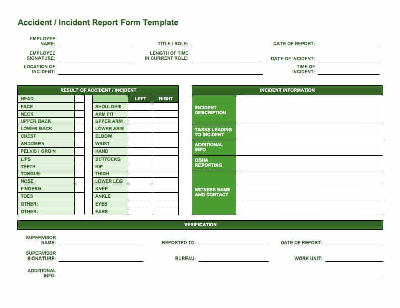 Incident Report Form Template Excel