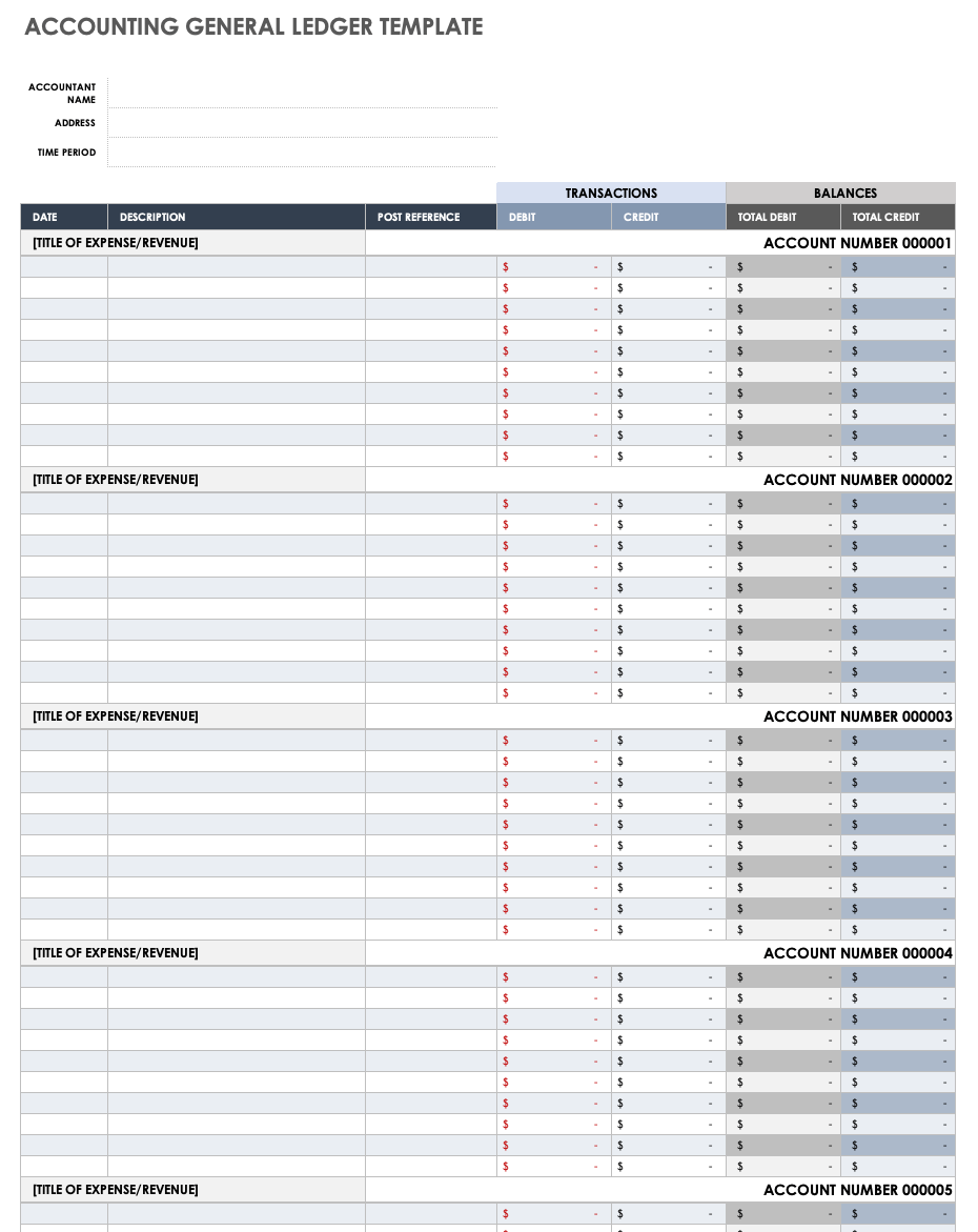 Ledger Balance Format In Excel