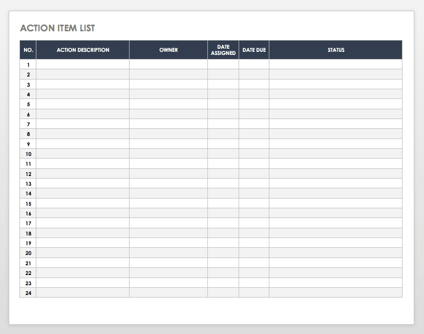 erreichen Einschreiben Inspektor rolling action item list excel segeln