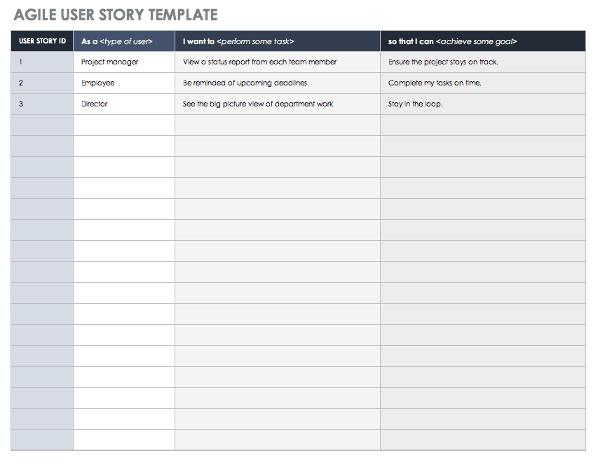 User Story Word Template