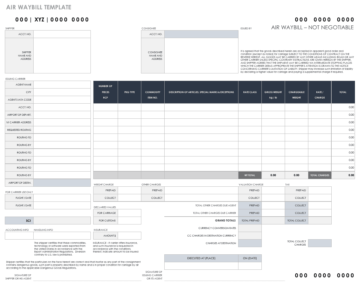 Free Document Templates Waybill