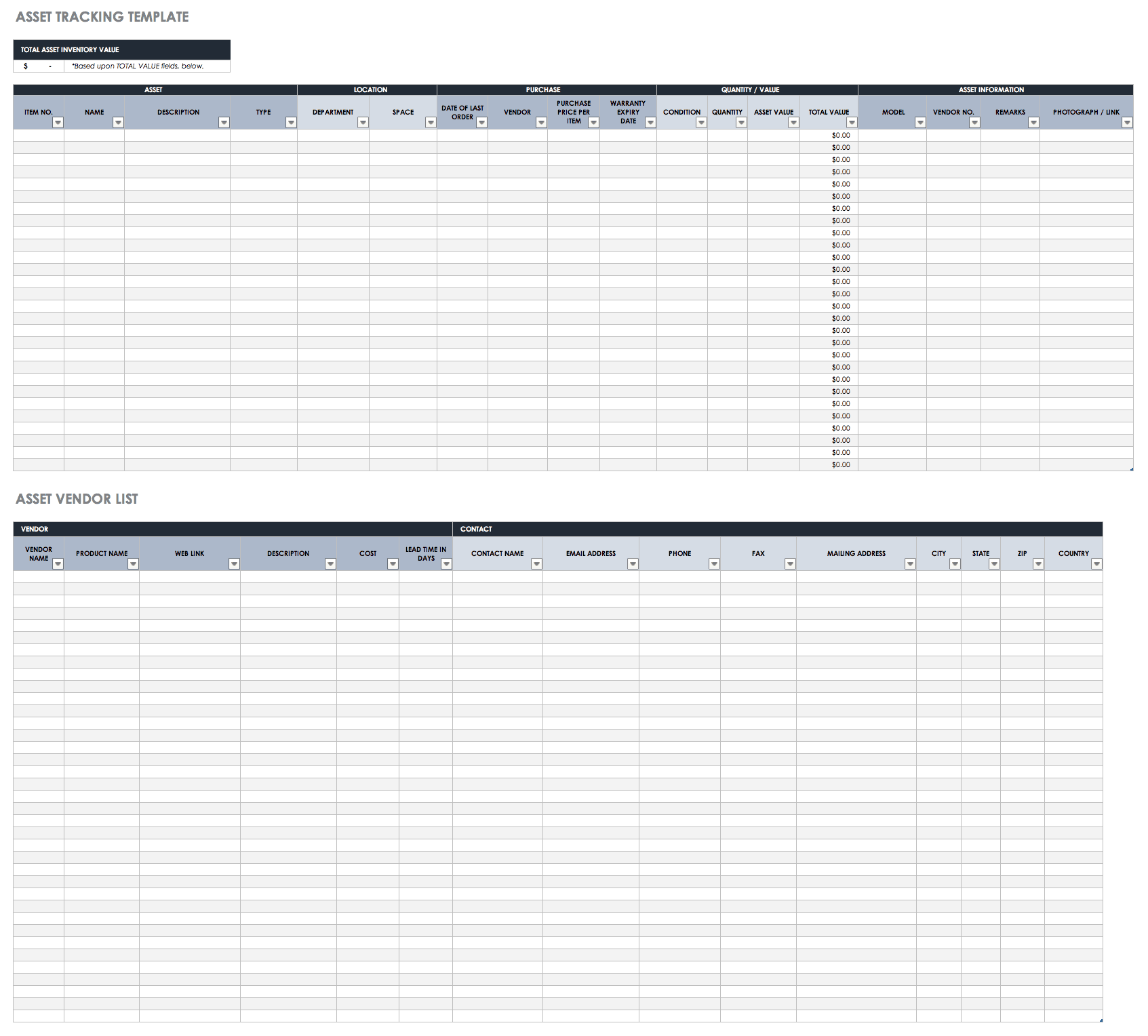 Free Excel Inventory Templates Create Manage Smartsheet