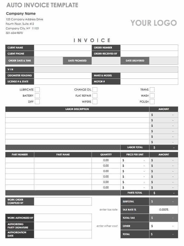 automotive invoice template pdf