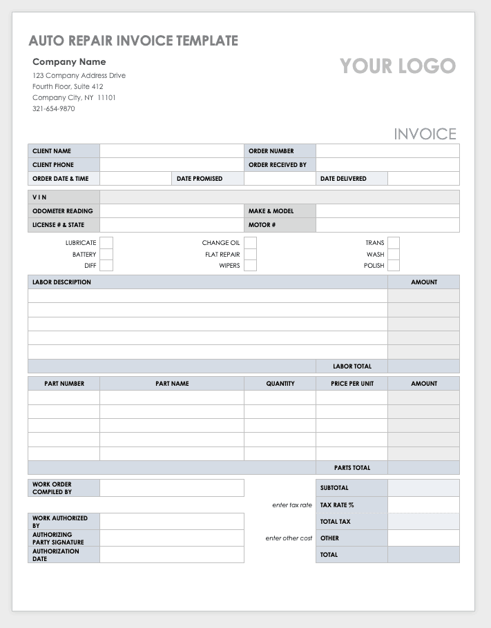 auto repair invoice software generator online