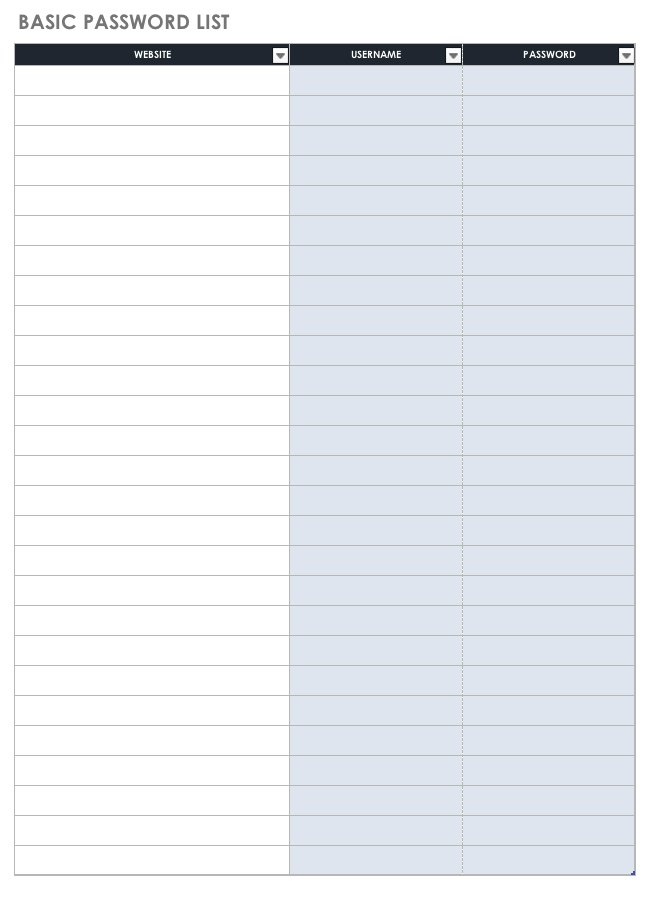 Password Keeper Google Sheets Template [Password Manager]