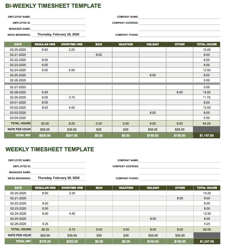 17 free timesheet and time card templates smartsheet simple account ledger excel