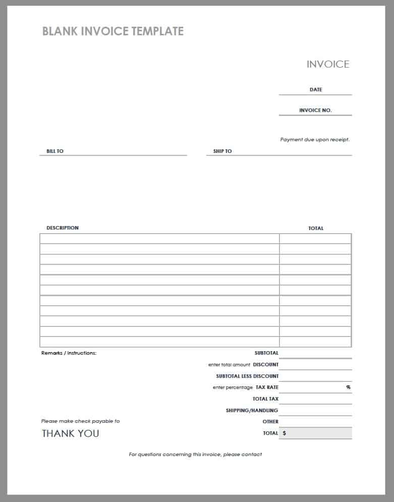 free construction invoice template word