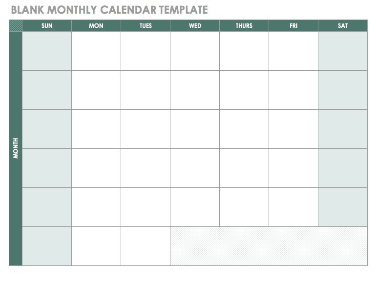microsoft word blank monthly calendar template
