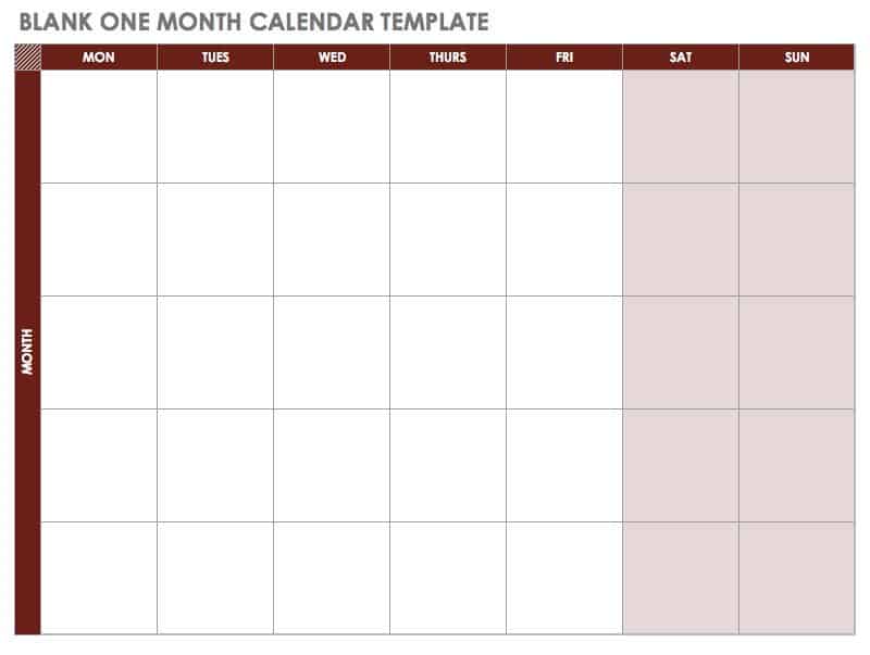 Blank Monthly Calendar Template Pdf : You have several options to