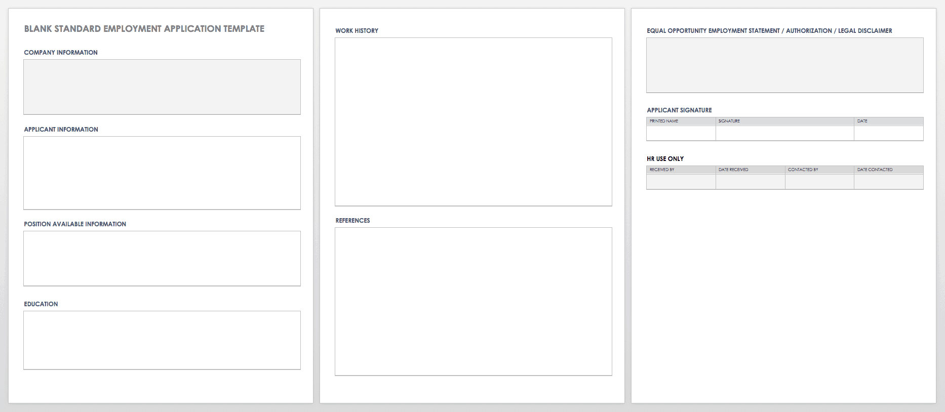 Blank Printable Job Applications