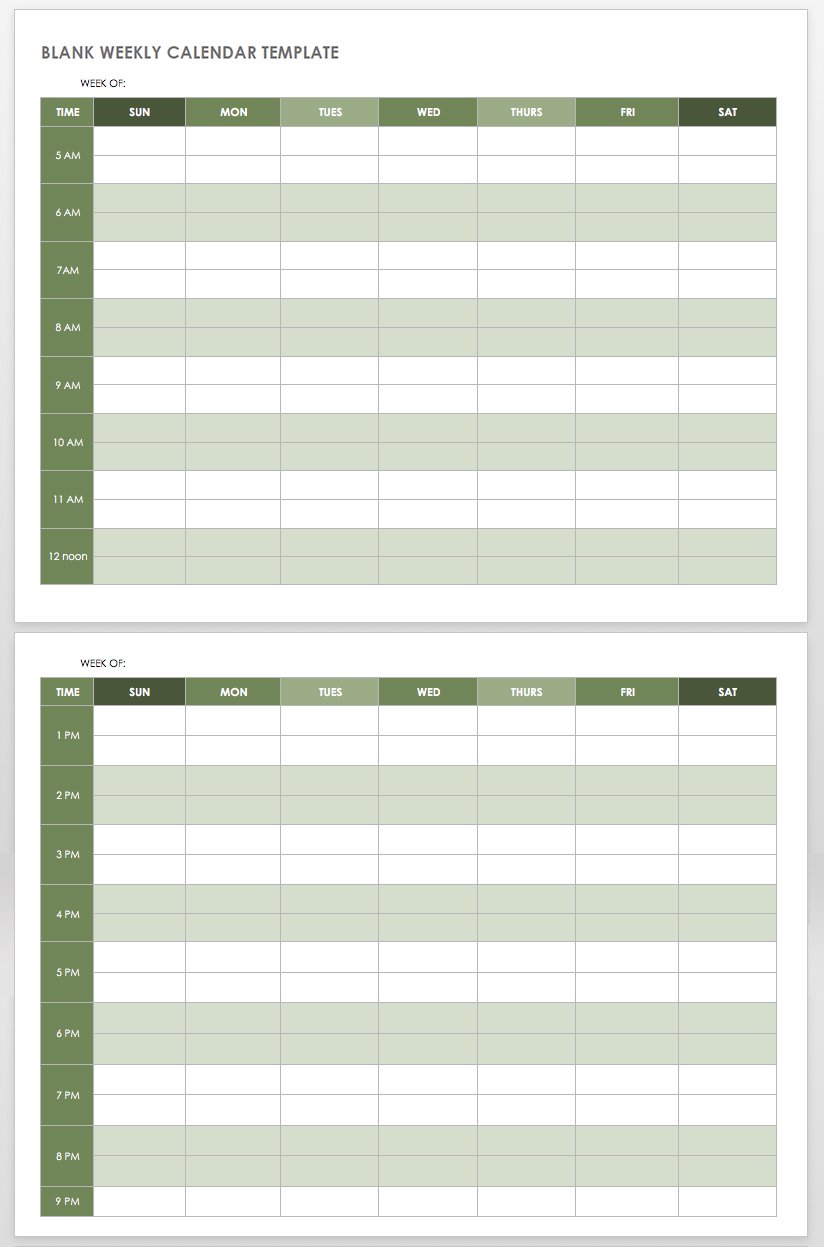 download free illustrator blank weekly calendar template simple