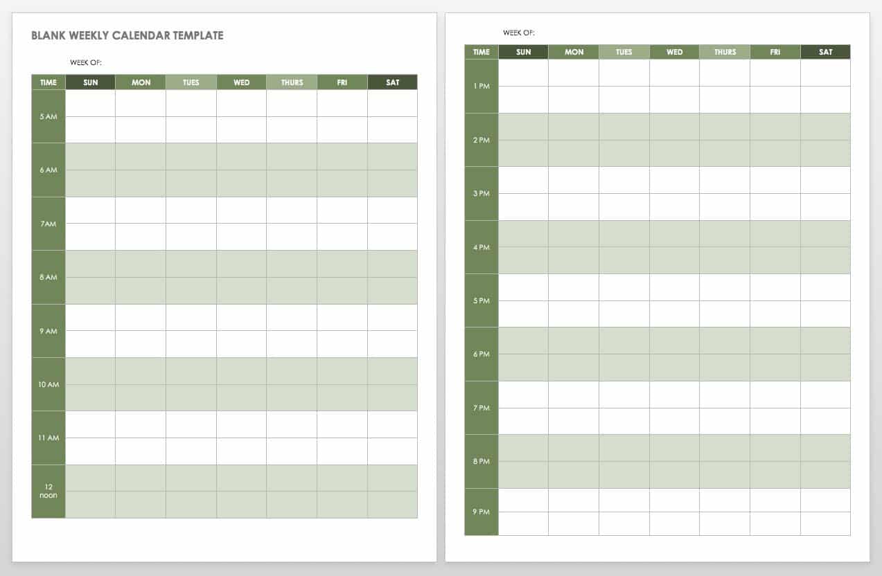 15 free weekly calendar templates smartsheet