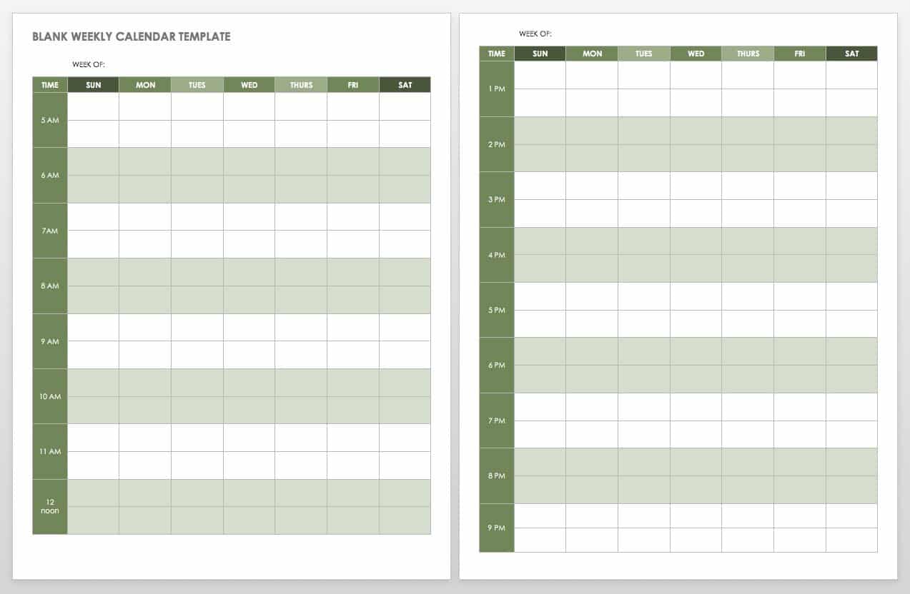 15 Free Weekly Calendar Templates | Smartsheet