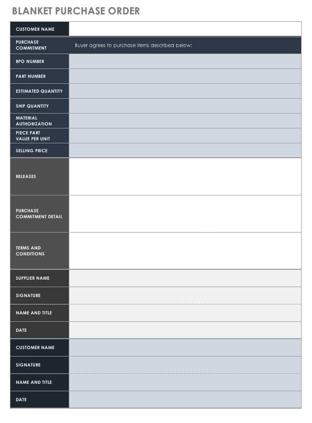 Purchase Order | Free Smartsheet Templates