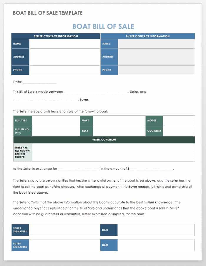 Boat Bill Of Sale Word Template DocTemplates