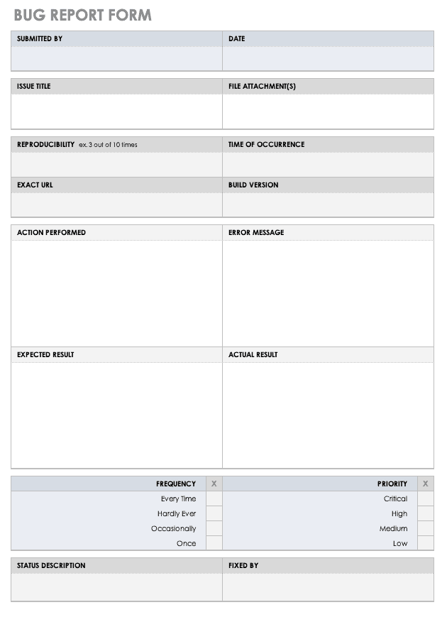 software-problem-report-template