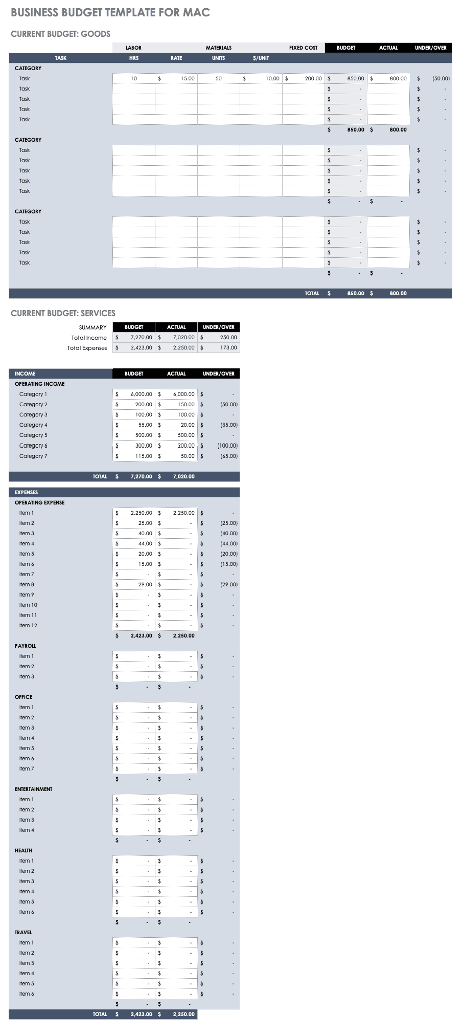 personal budget template for mac