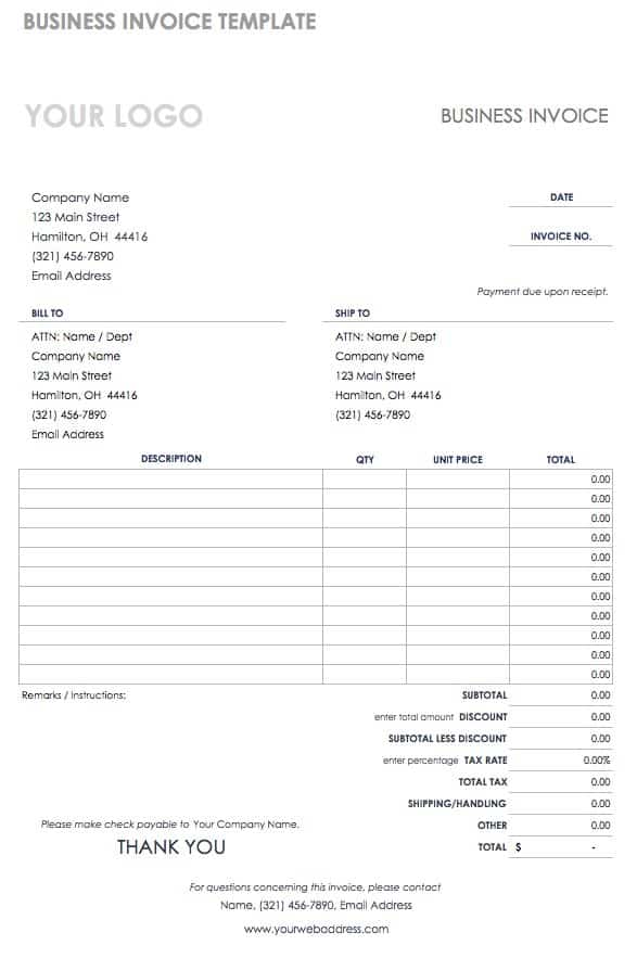 invoice template numbers mac free