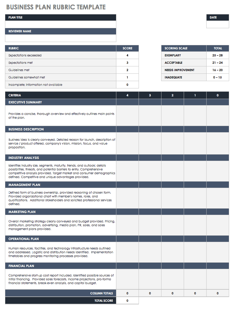 business plan excel spreadsheet template