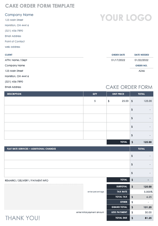 FREE 11+ Sample Cake Order Forms in MS Word | PDF | Excel