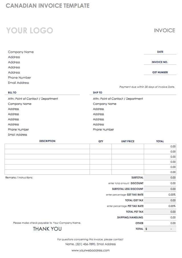 Free Invoice Template For Rental Property