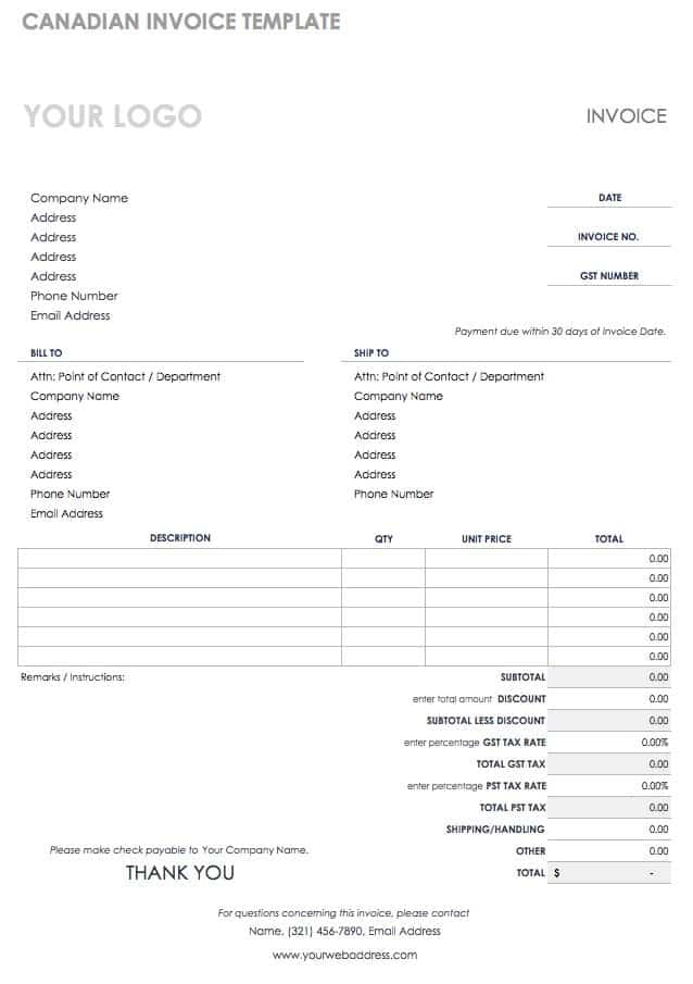 55 Free Invoice Templates Smartsheet