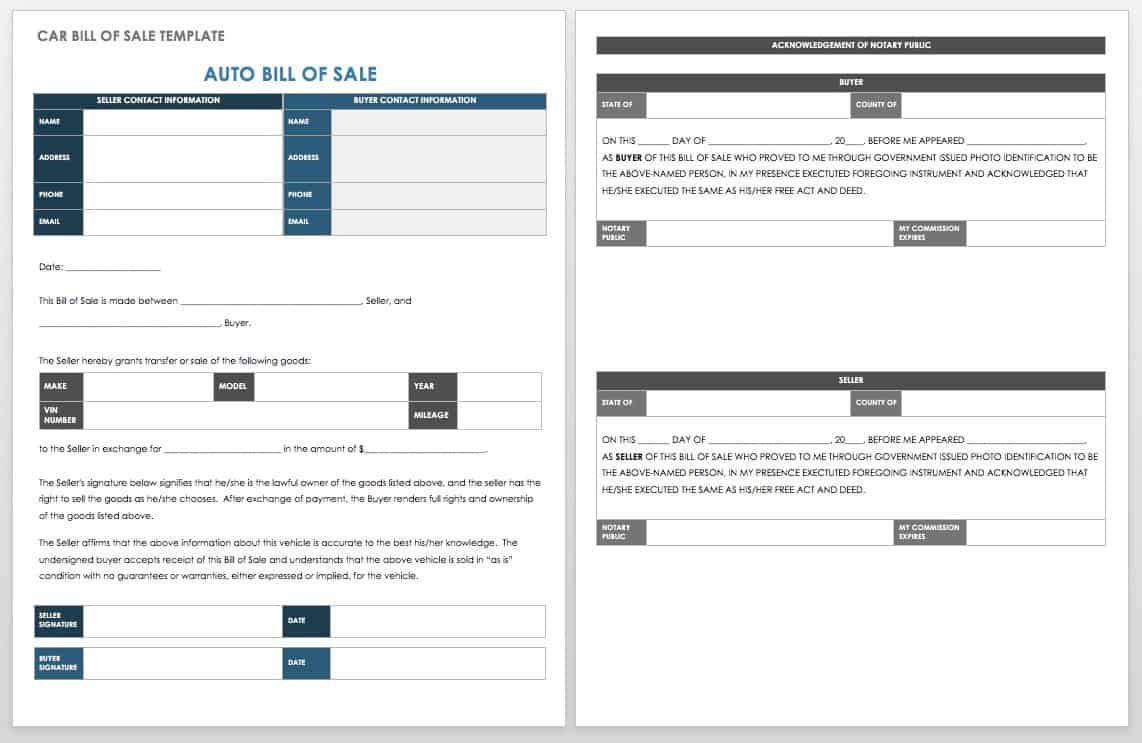 26 Free Bill of Sale Templates  Smartsheet