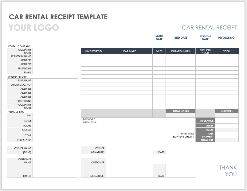 Free Microsoft Word Receipt Templates Smartsheet