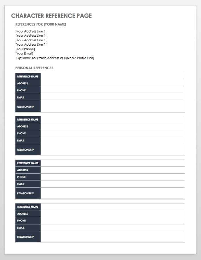 Free Reference Sheet Template PRINTABLE TEMPLATES