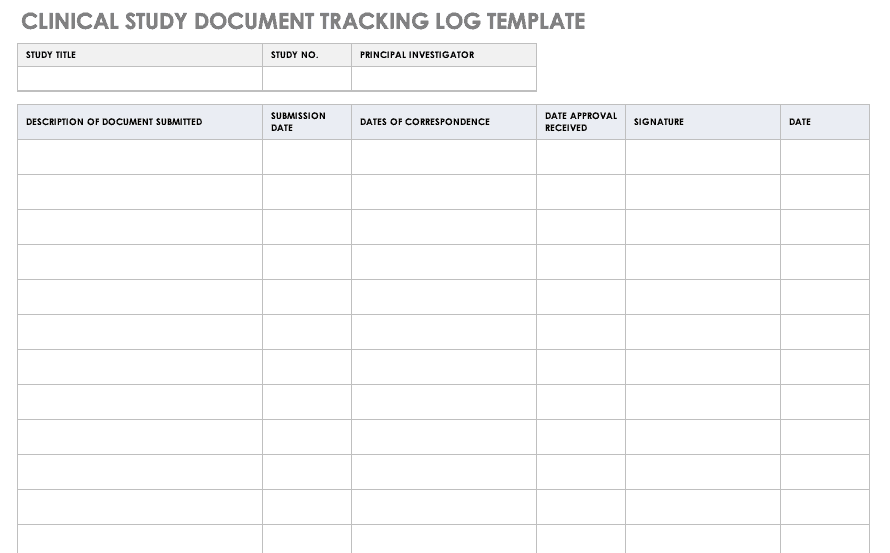 Document Tracking Log Received Document Template Free Documents