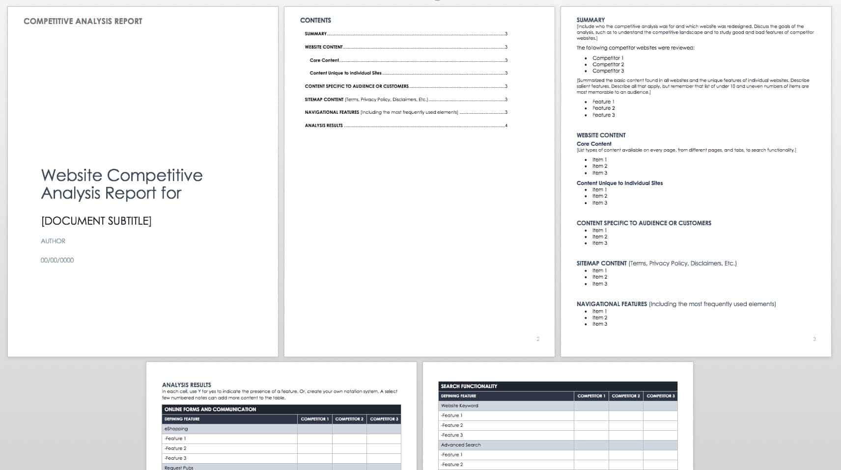 Free Competitive Analysis Templates