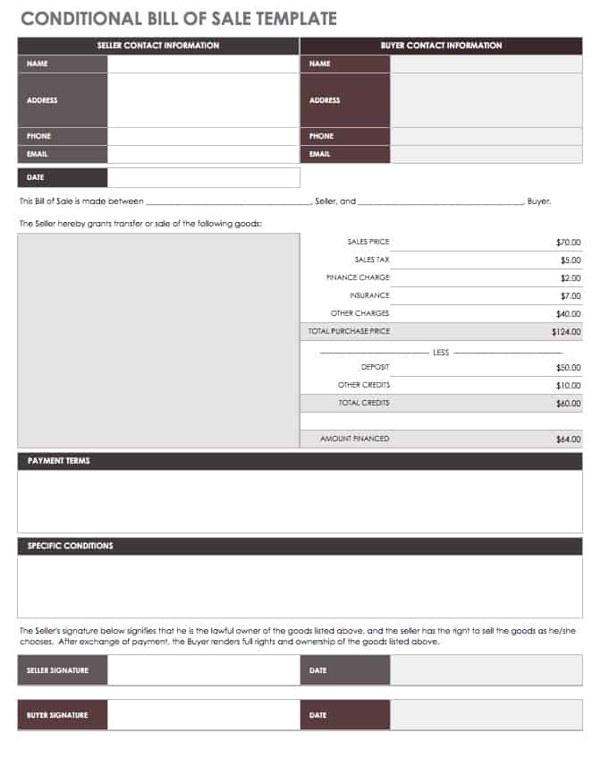 business bill of sale template