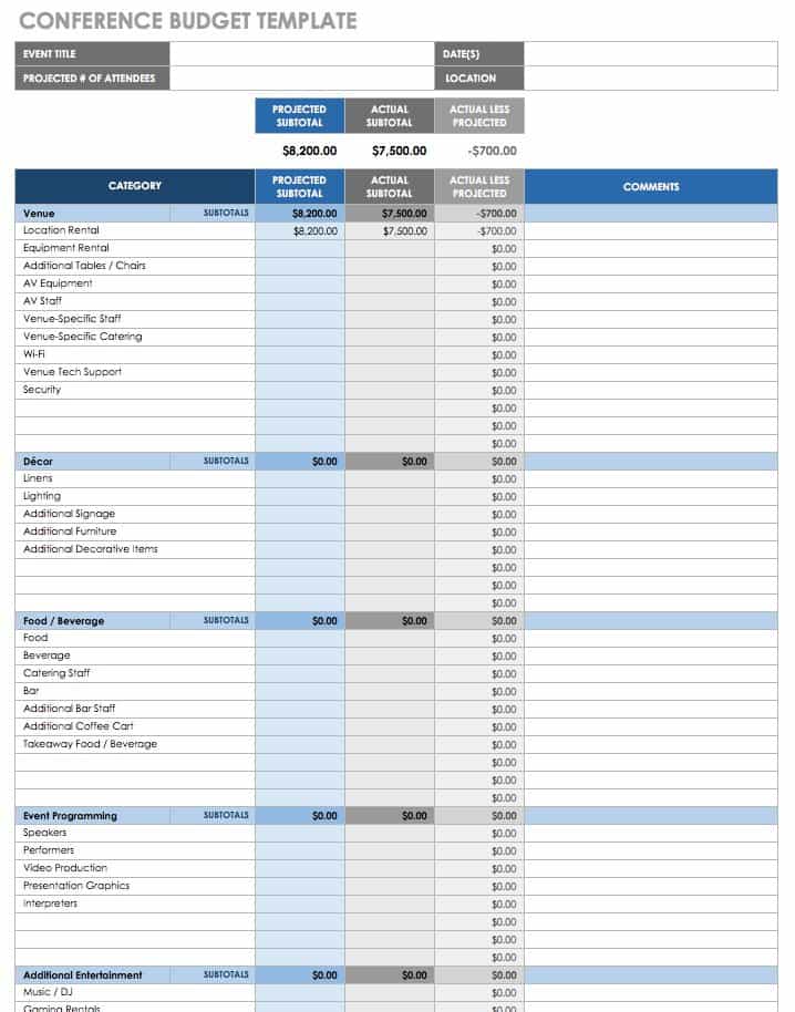 event planner project template excel