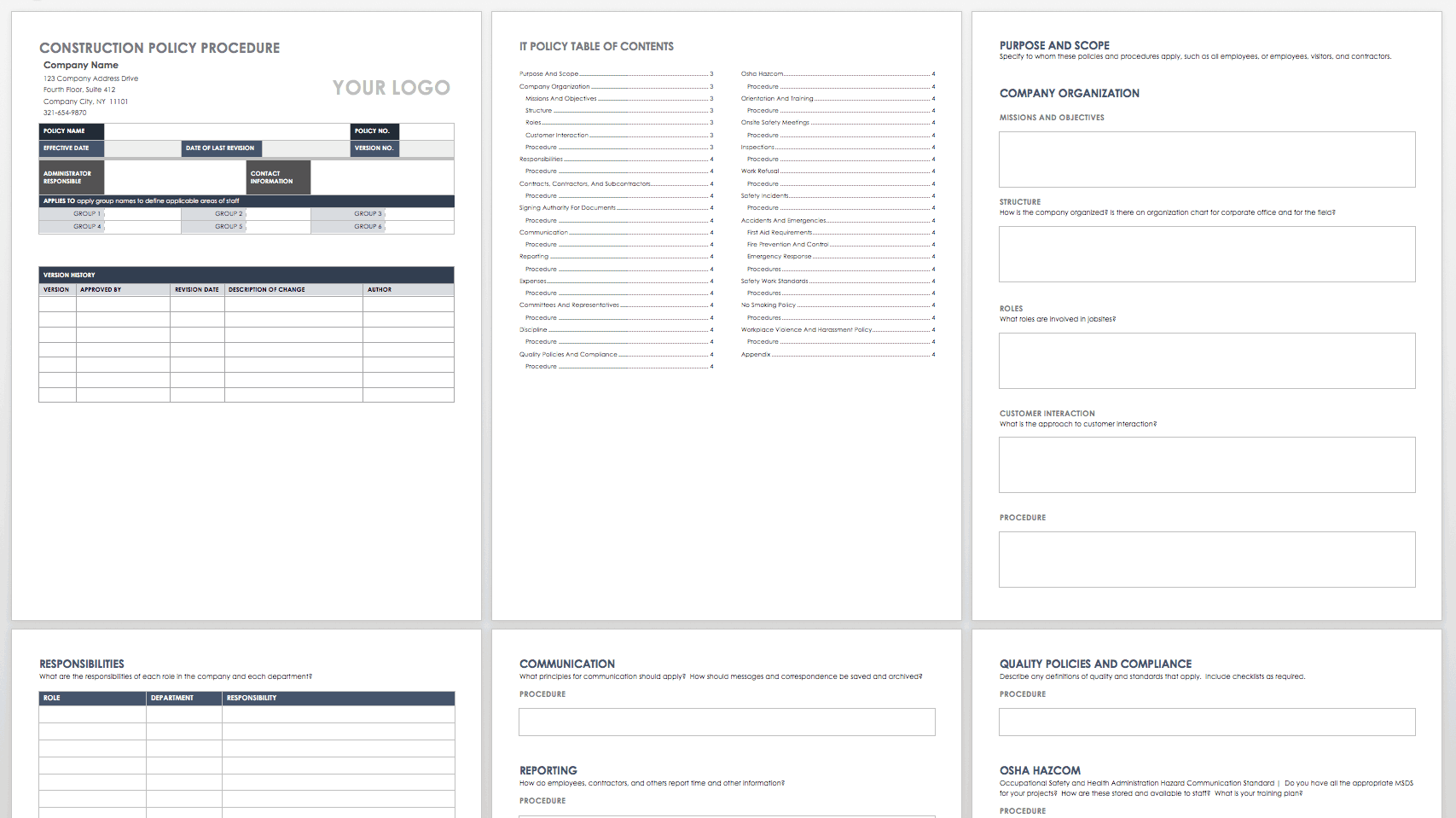 Policies And Procedures Template Free Download