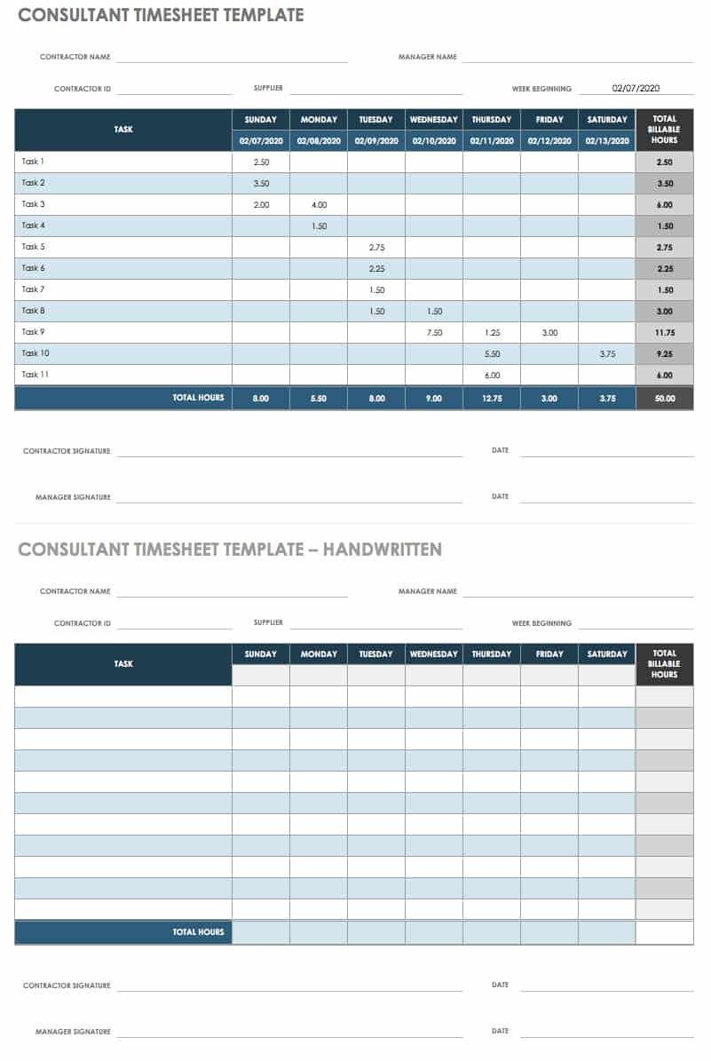 Consultant Timesheet Template Excel