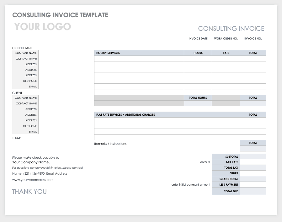 consultant invoice template professional service