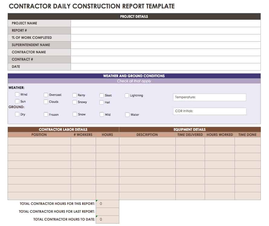 Construction Daily Report Sheet